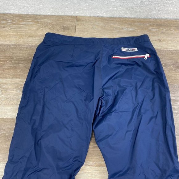 TOMMY HILFIGER Wide Leg Mid Rise Blue Wind Breaker Track Pants Women's Size 13 - Picture 3 of 12